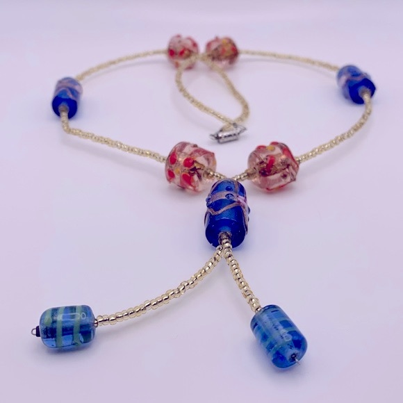 💝 Vintage Lampwork Glass Beads Necklace - Picture 2 of 4